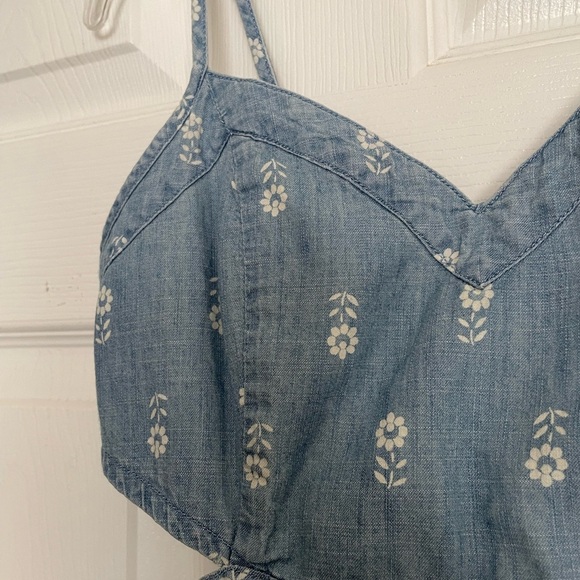 Abercrombie and Fitch denim Floral Womens Mini Dress Fit & Flare w/ Side Cutouts - Picture 4 of 9